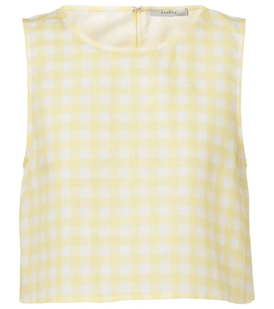 Asceno Kobe gingham linen and cotton crop top