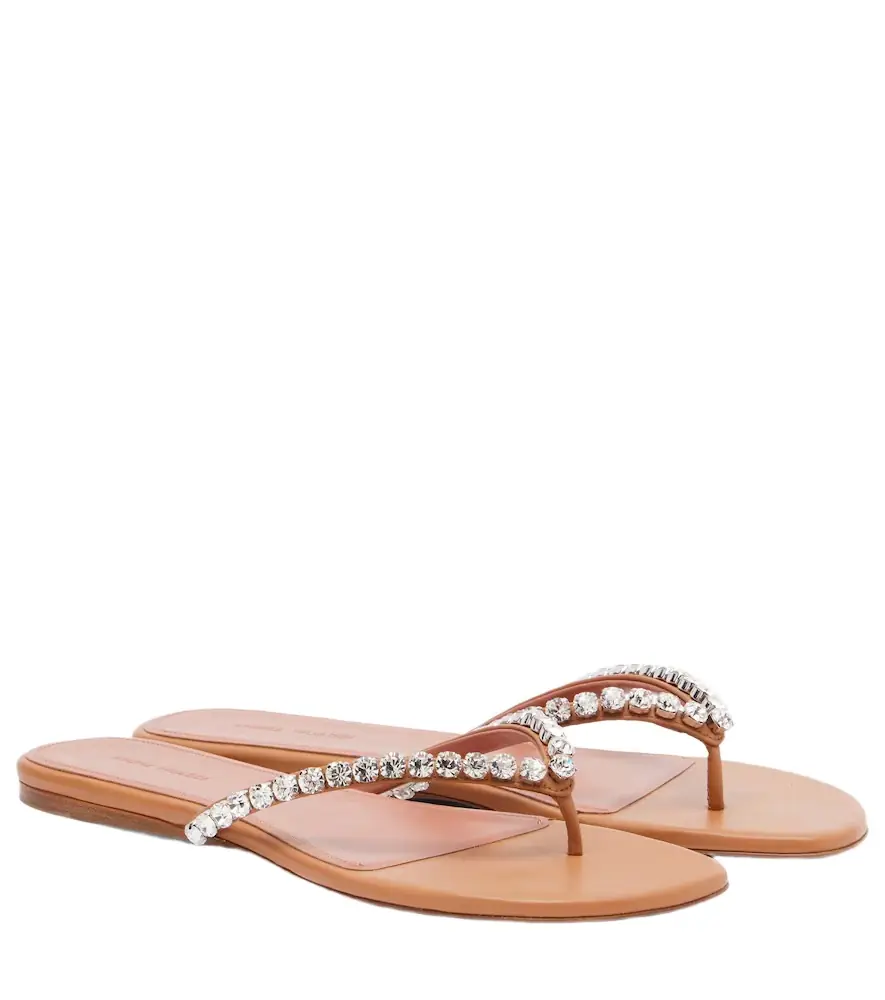Amina Muaddi Gigi embellished leather thong sandals