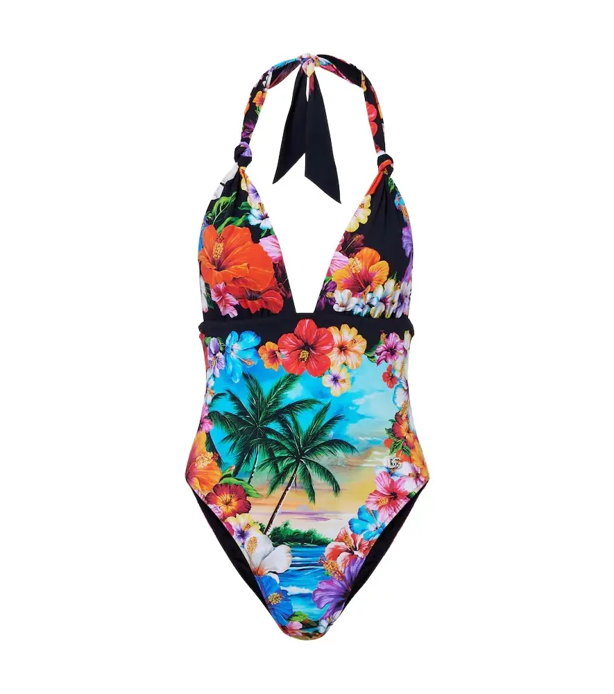 Dolce & Gabbana Floral halterneck swimsuit