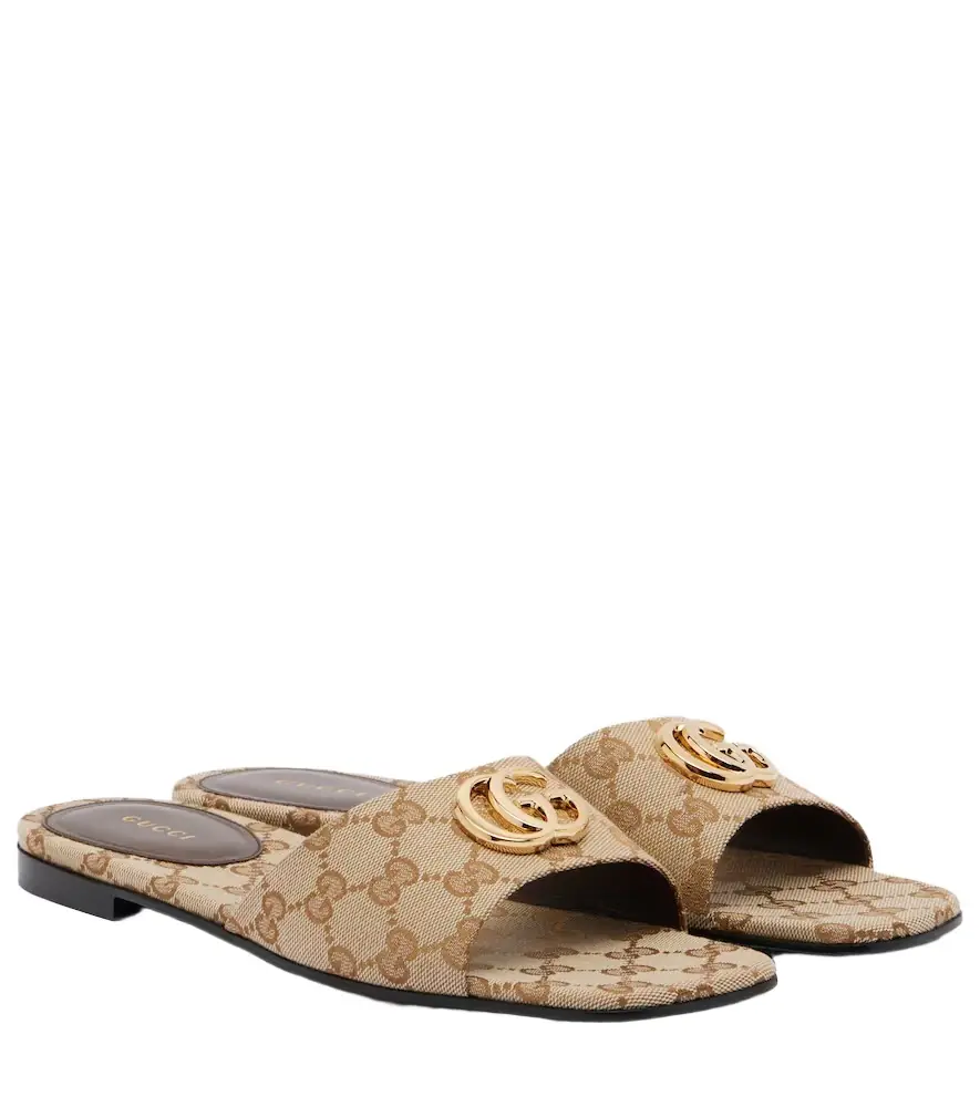 Gucci Double G GG Canvas slides