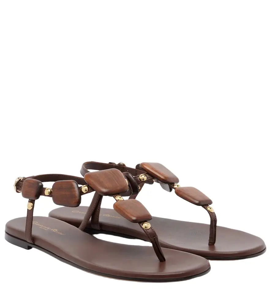 Gianvito Rossi Beaded leather thong sandals