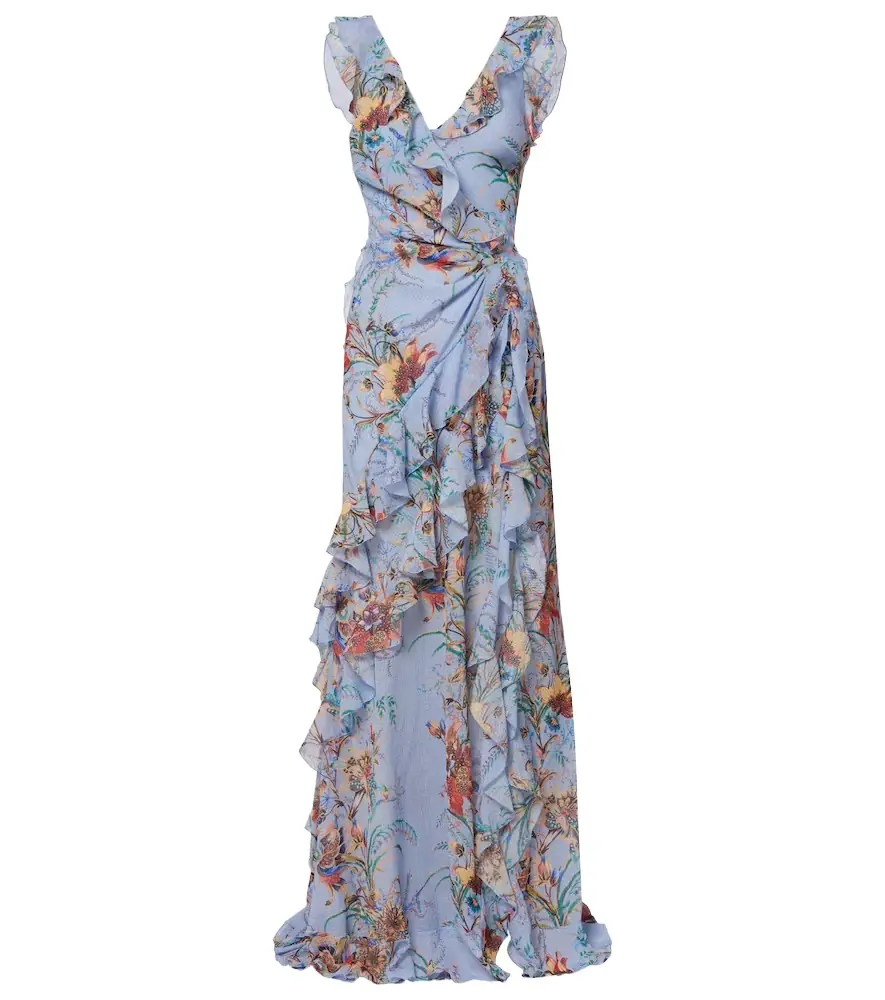Etro Printed ruffled maxi dress