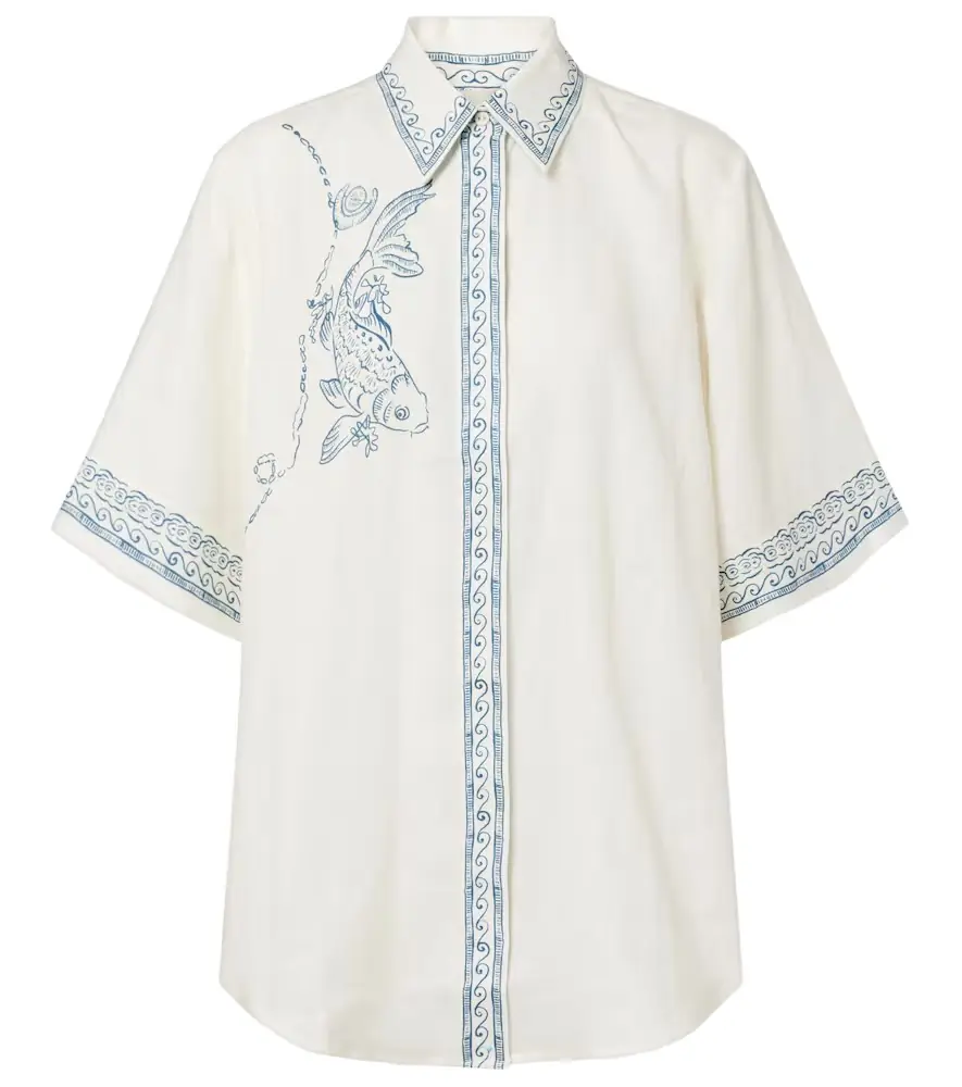 Alemais Alémais Lucky oversized printed linen shirt