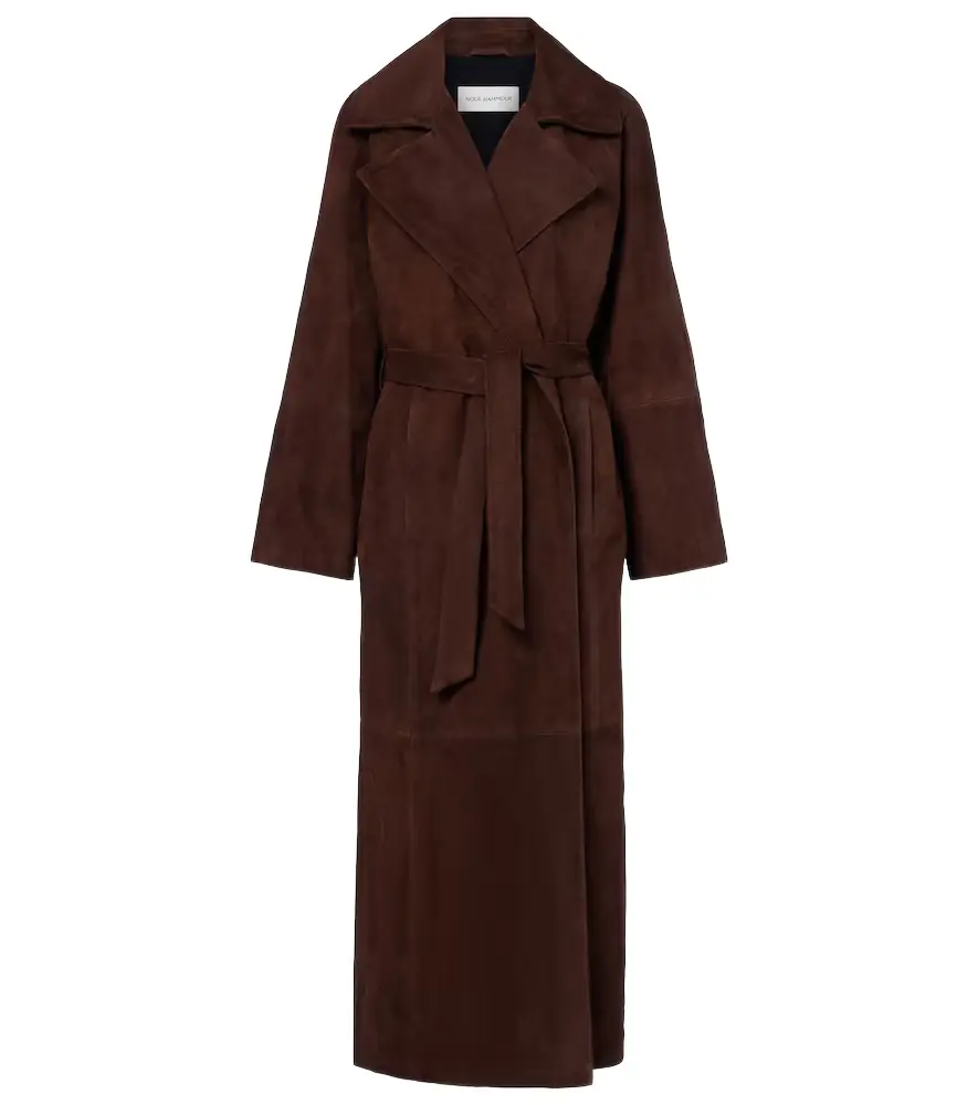 Nour Hammour Althea suede wrap coat