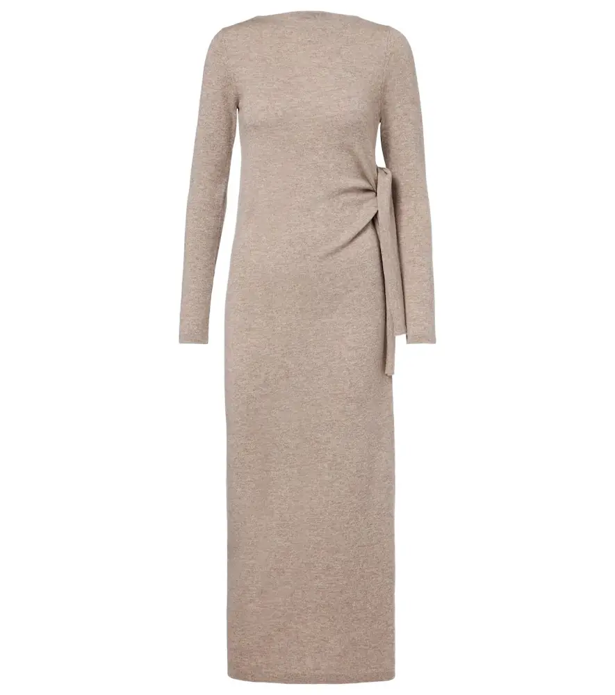 Jardin des Orangers Gathered wool and cashmere midi dress