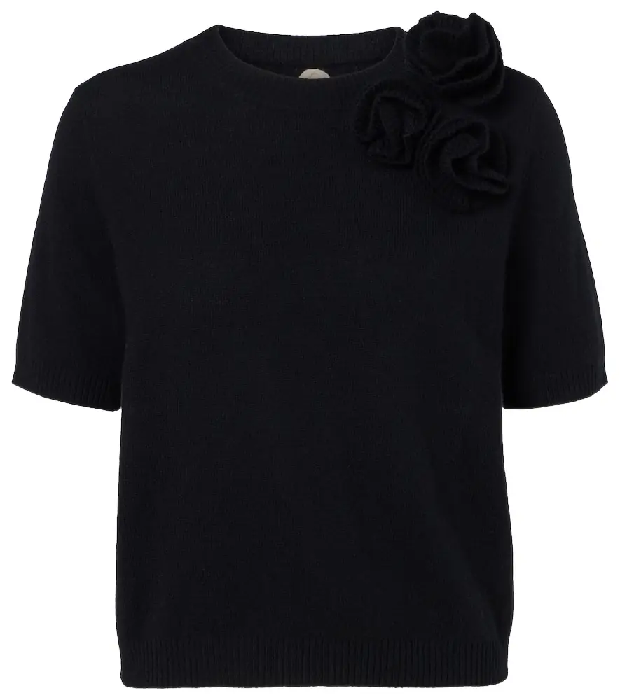 Jardin des Orangers Floral-appliqué wool and cashmere sweater