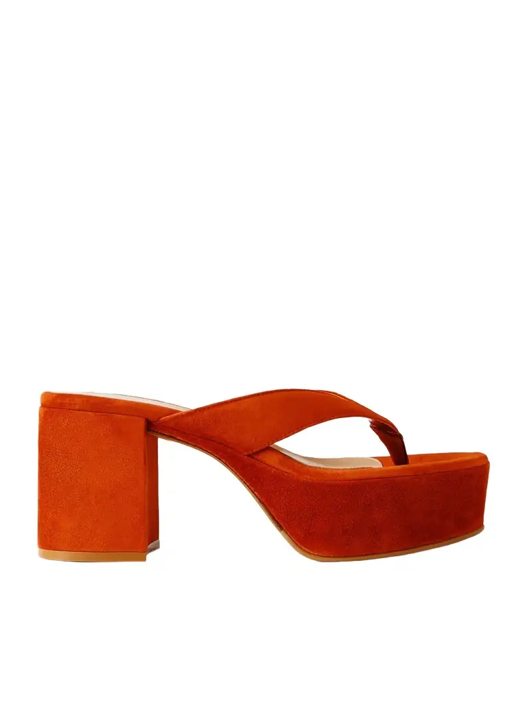 Gianvito Rossi 35 Suede Platform Thong Sandals