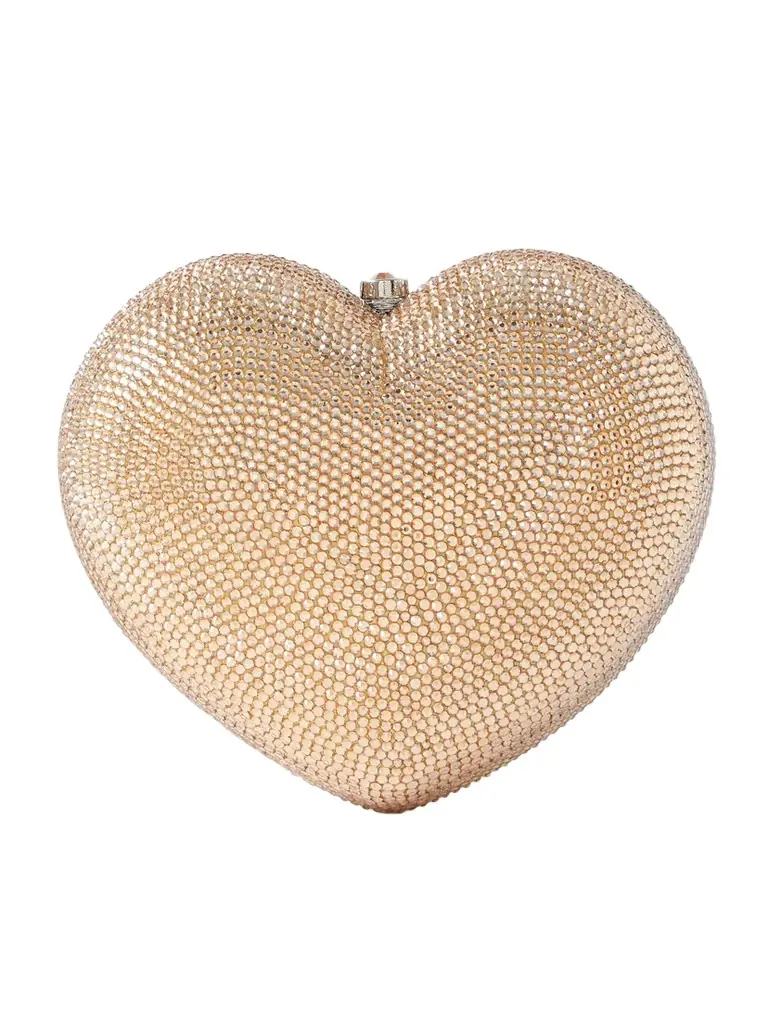 Judith Leiber Couture L'amour Petit Coeur Crystal-embellished Gold-tone Clutch
