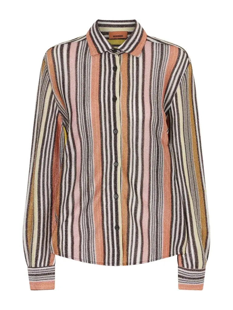 Missoni Striped Metallic Crochet-knit Shirt