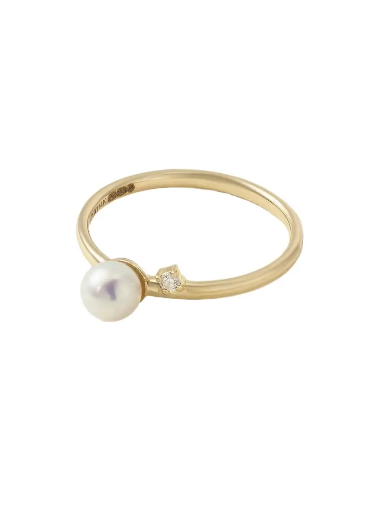Mizuki 14-karat Gold, Pearl And Diamond Ring
