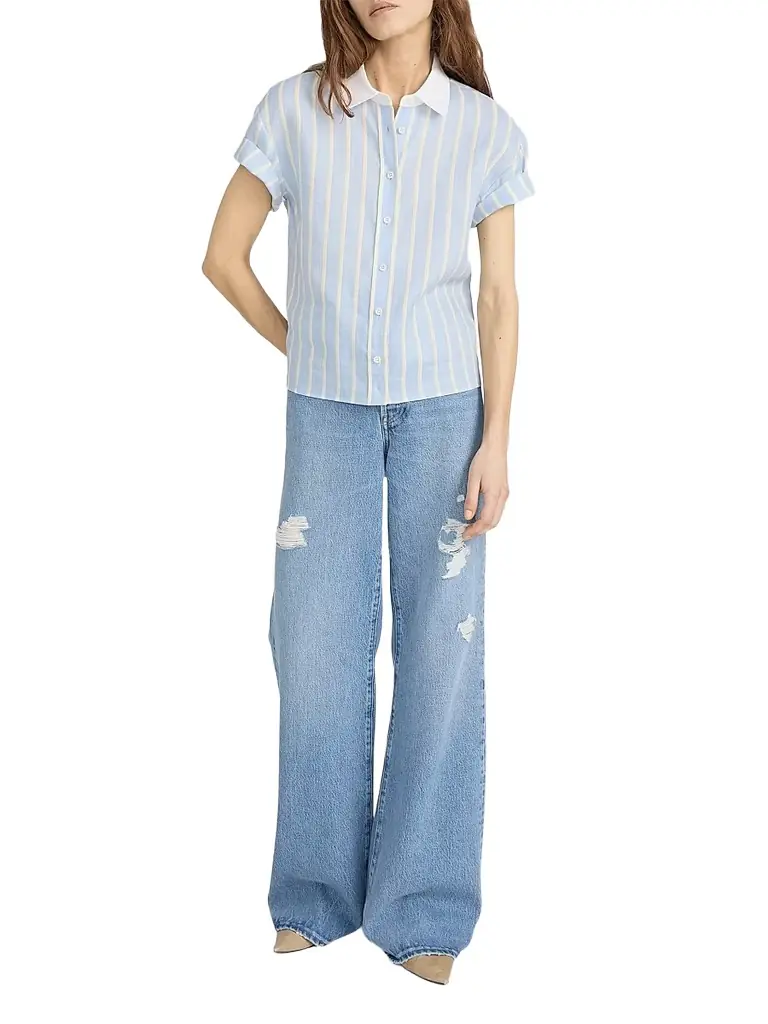 FRAME Women's The Linen Boardwalk Shirt - Chambray Blue Multi