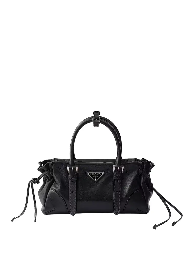 Prada Women's Bonnie  Leather Top Handle Bag - Black