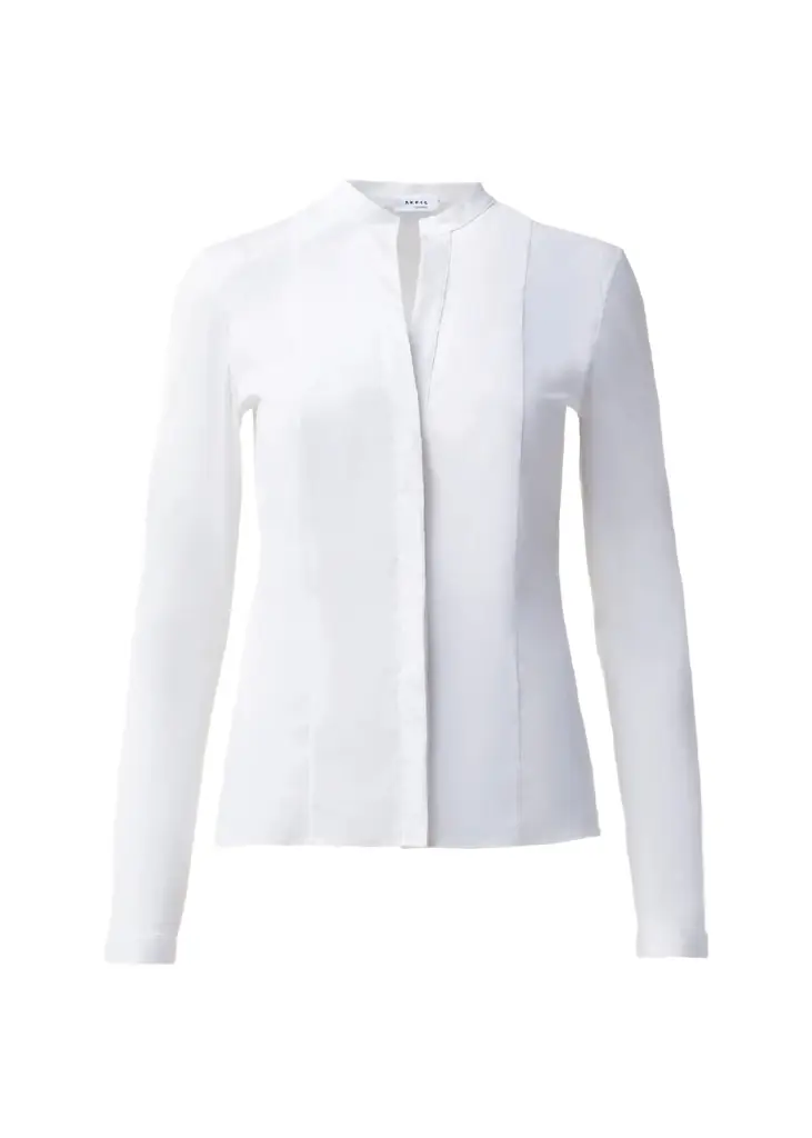 Akris punto Long-Sleeve Cotton Jersey-Back Blouse