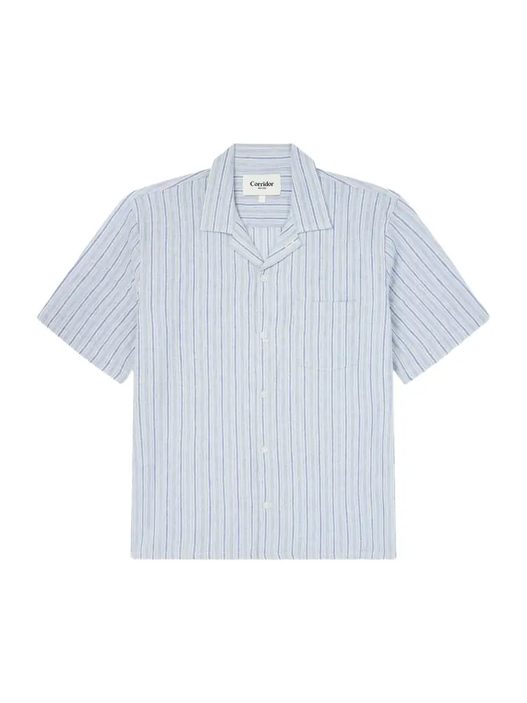 Corridor Convertible-Collar Striped Cotton and Linen-Blend Shirt - Men