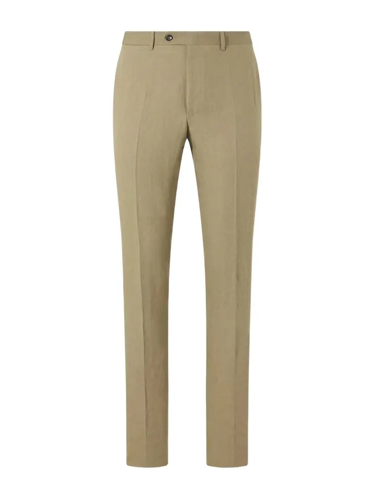 Canali Straight-Leg Linen Suit Trousers - Men