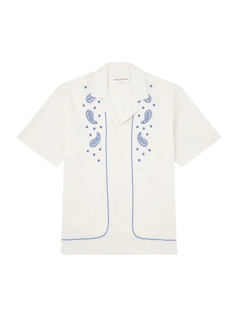 Maitan Camp-Collar Embroidered Cotton Shirt - Men