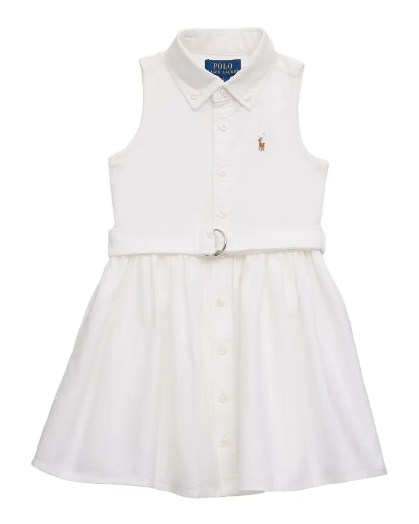 Polo Ralph Lauren Girl 's Classic Oxford Belted Dress W/ Bloomers