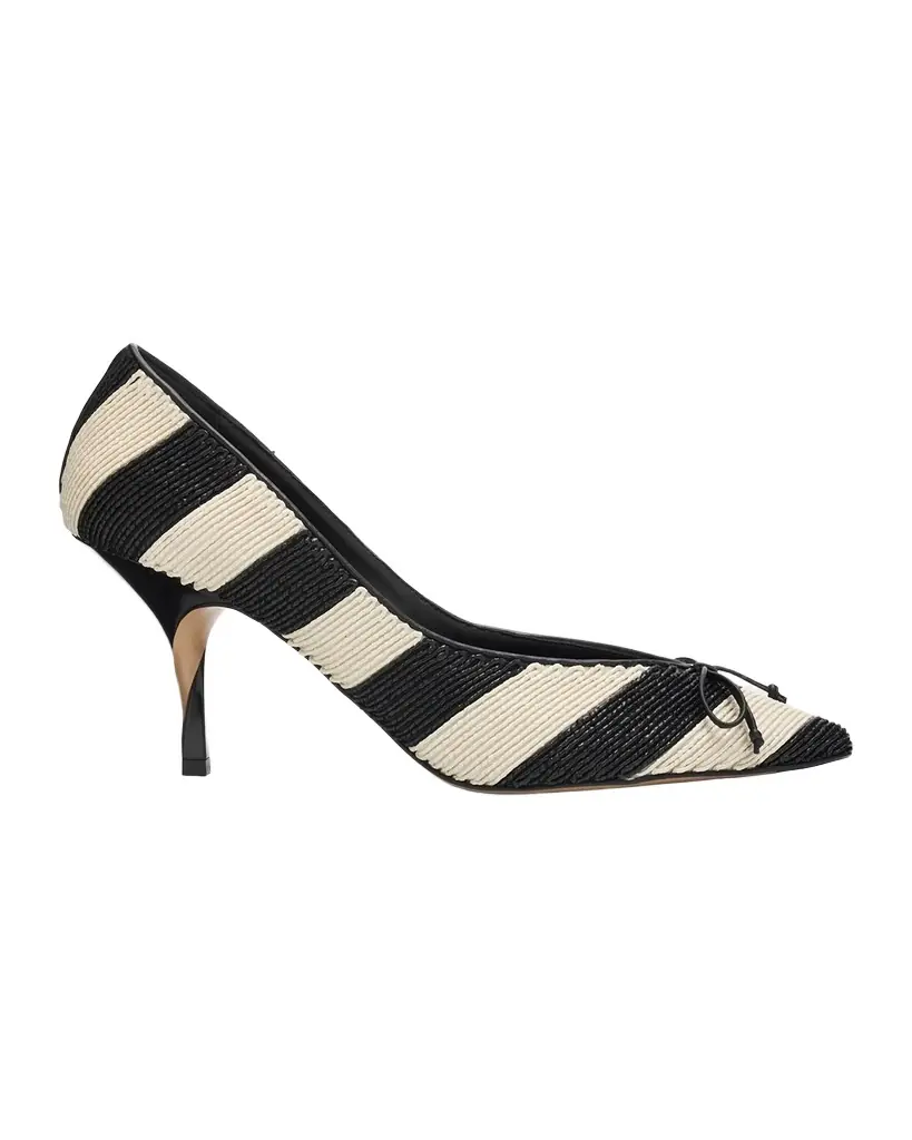 Jacquemus 80mm Les Escarpins Tourni Striped Raffia Pumps
