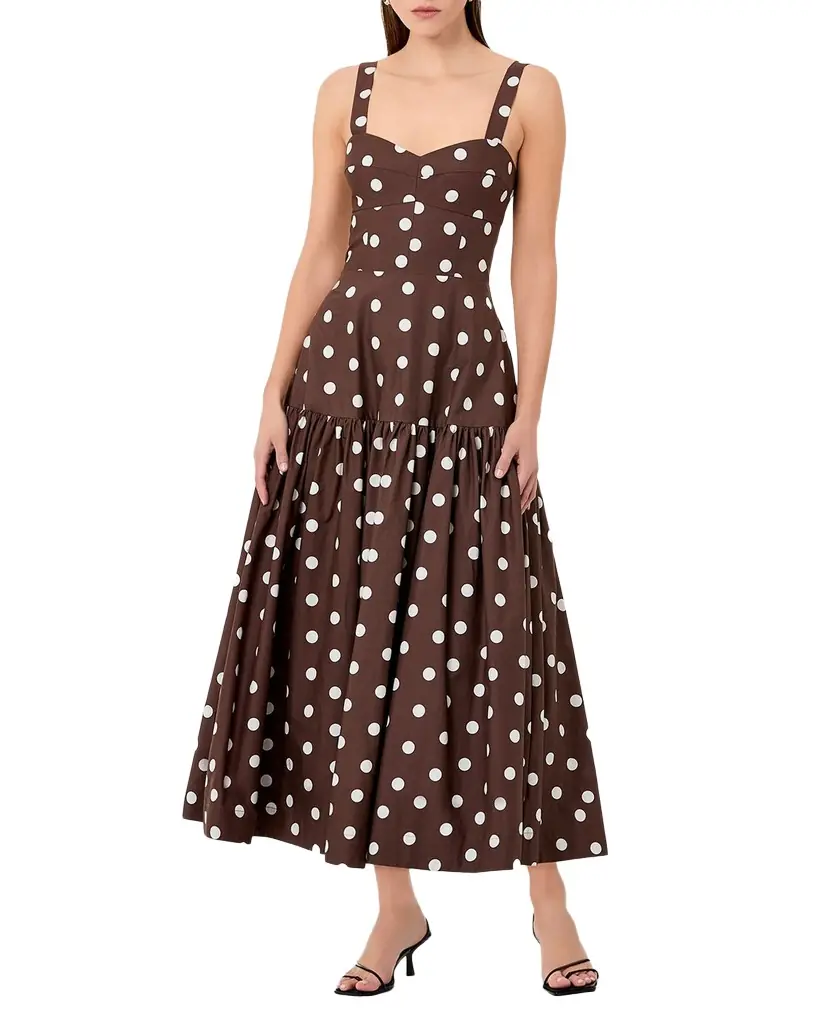 NICHOLAS Valeria Flounce Sweetheart Midi Dress