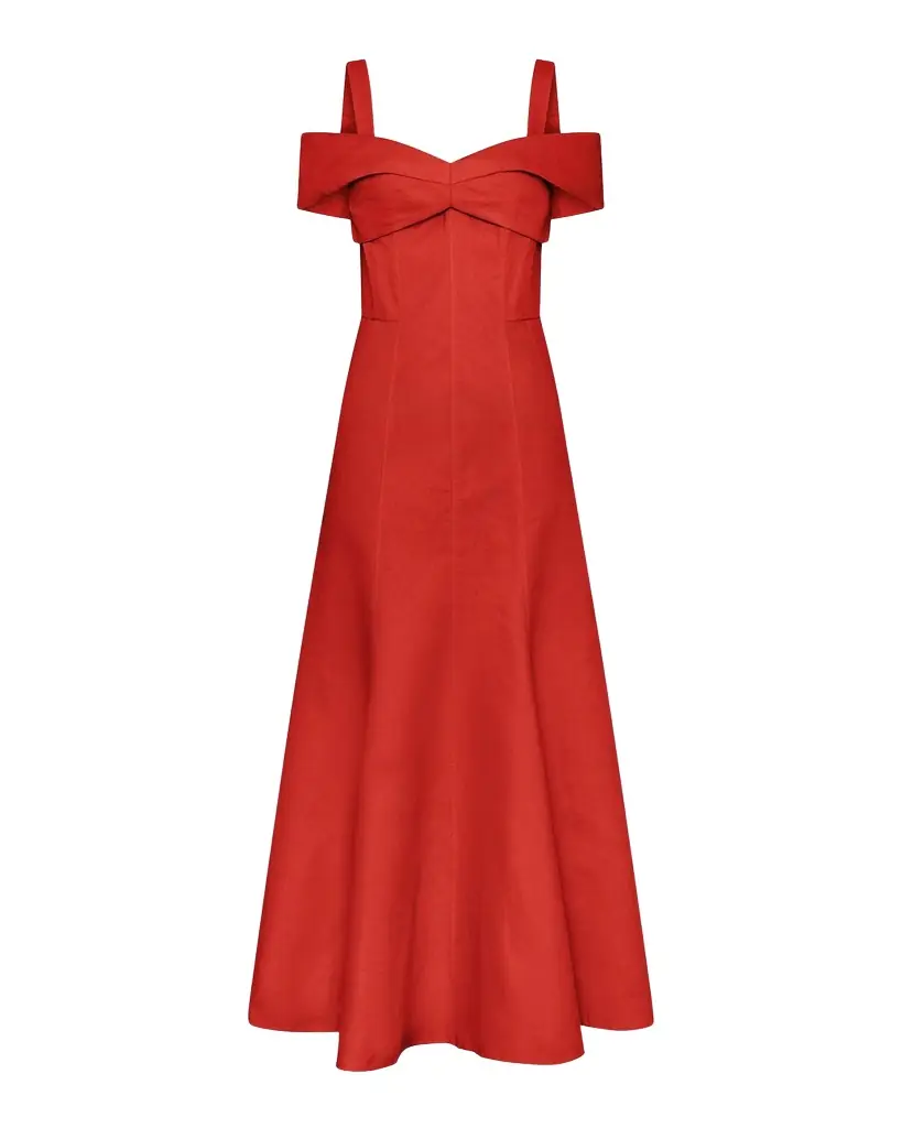 NICHOLAS Ivana Cold-Shoulder Sweetheart Midi Dress