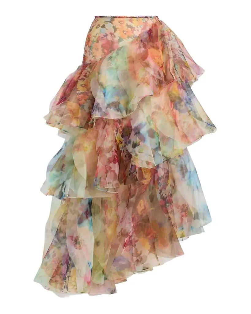 Zimmermann Luna Fanned Ruffled Maxi Skirt