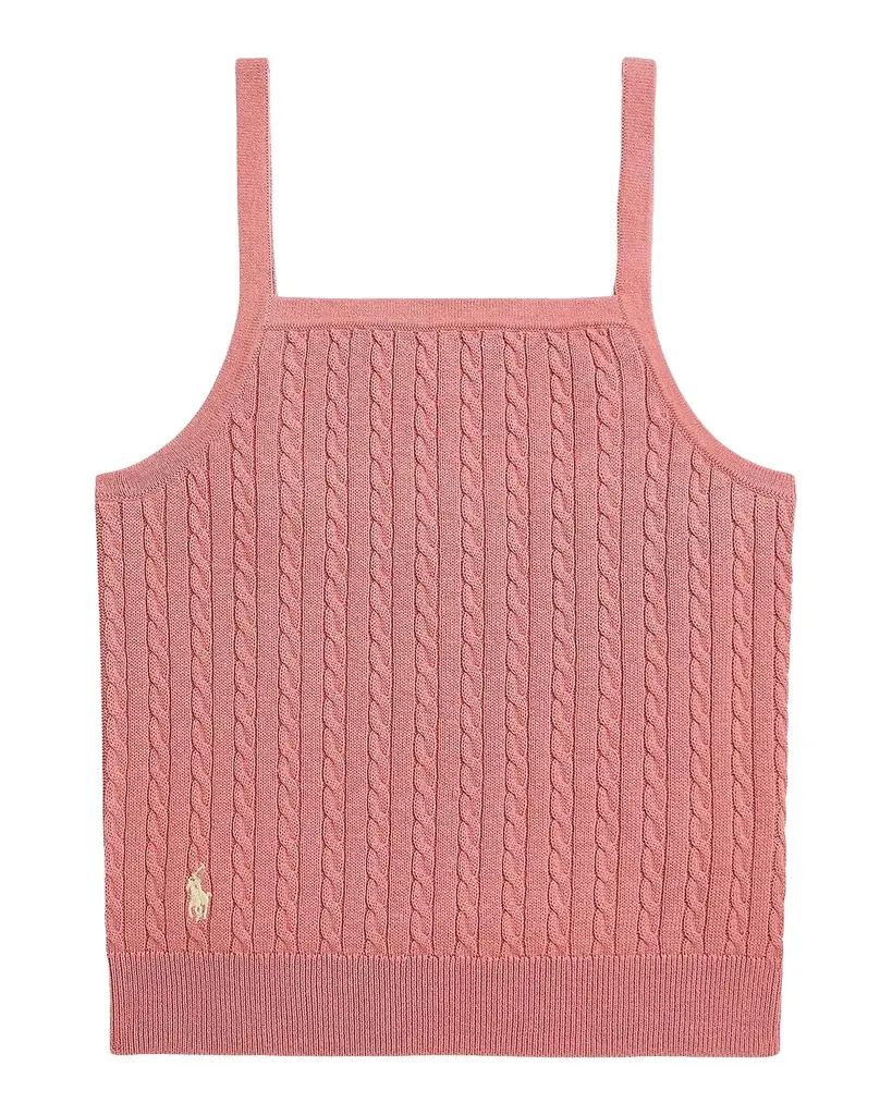 Polo Ralph Lauren Girl 's Mini-Cable Cotton Tank Top, Size S-XL