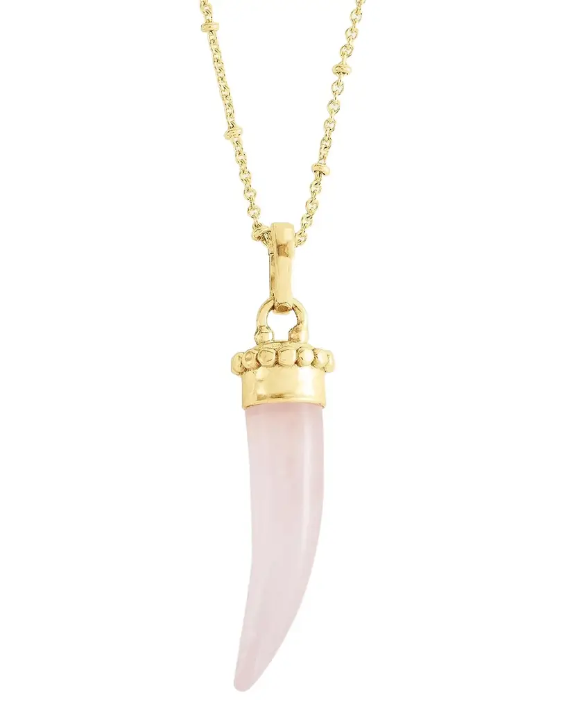 Anabel Aram Jewelry Milos Stone Horn Charm, Rose Quartz