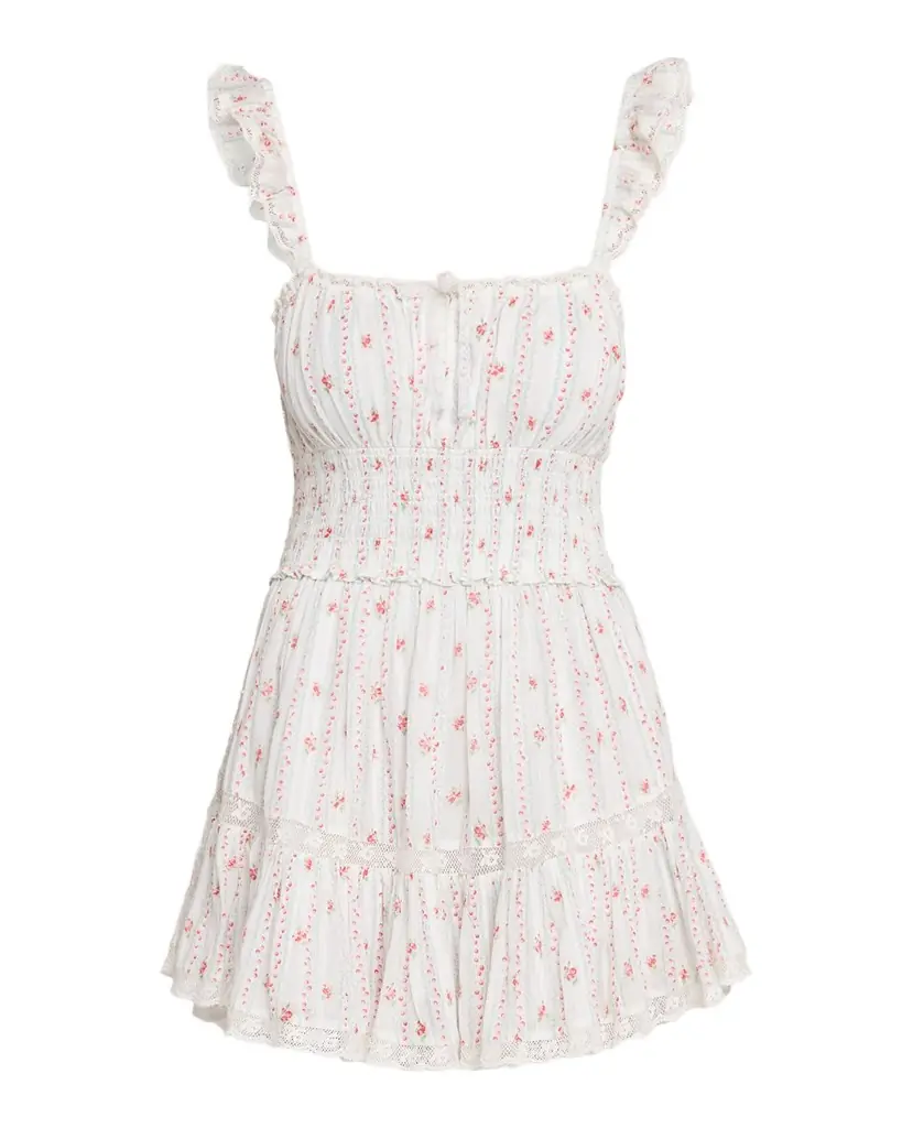 LoveShackFancy Maralina Floral Cotton Mini Dress