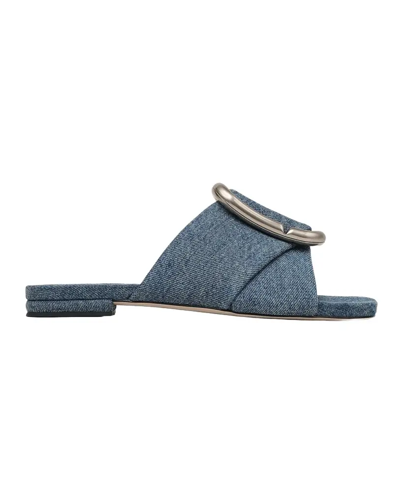 Marc Jacobs The Criss Cross Denim Flat Slide Sandals