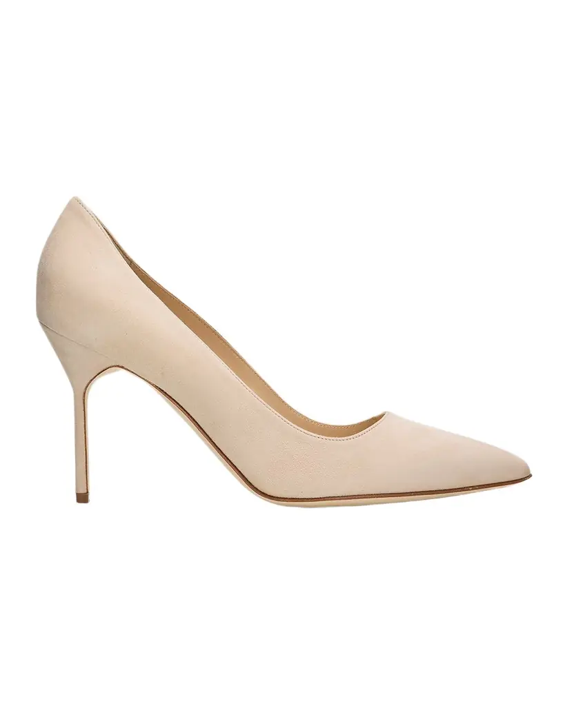 Manolo Blahnik 90mm BB Suede Pointed-Toe Pumps