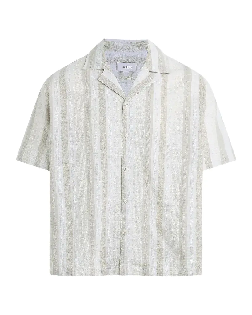 Joe 's Jeans Men 's Dobby Stripe Cotton and Linen Cabana Shirt