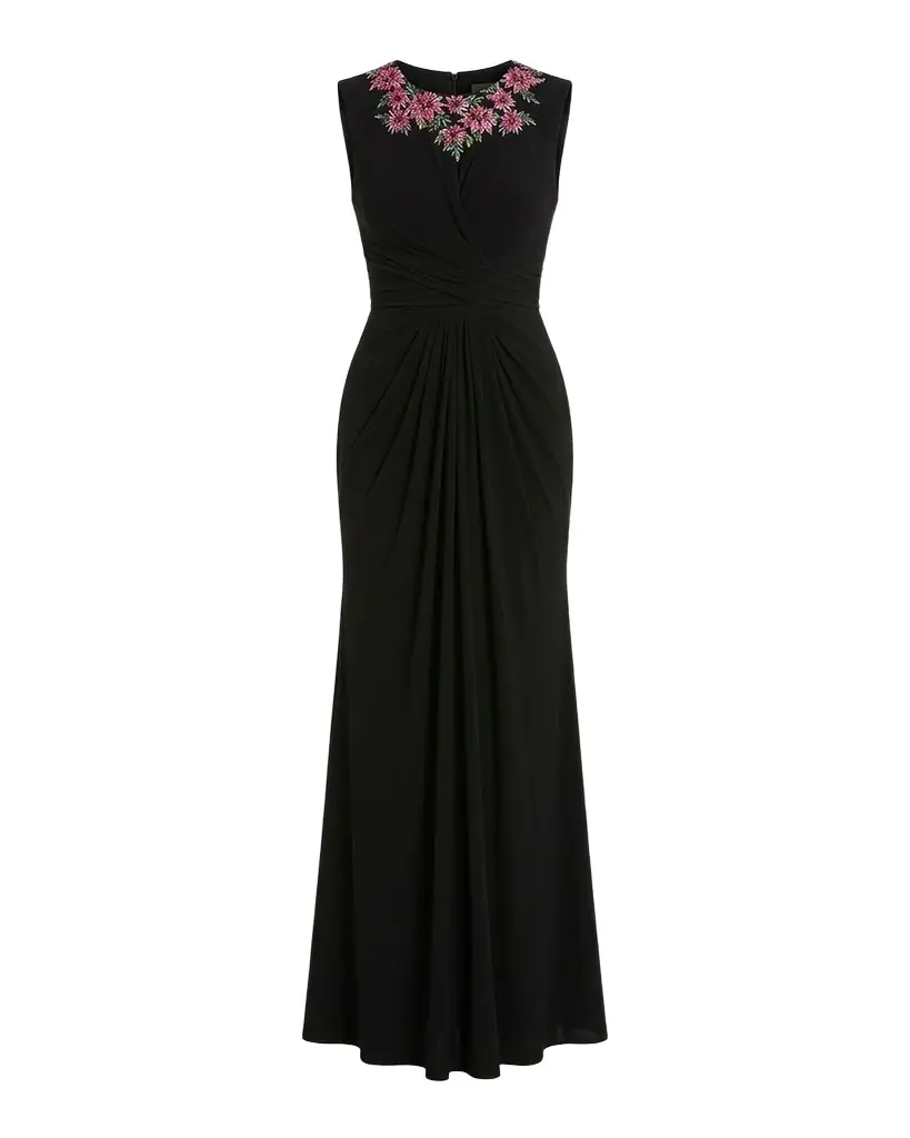 Mac Duggal Crystal-Embellished Jersey Column Gown
