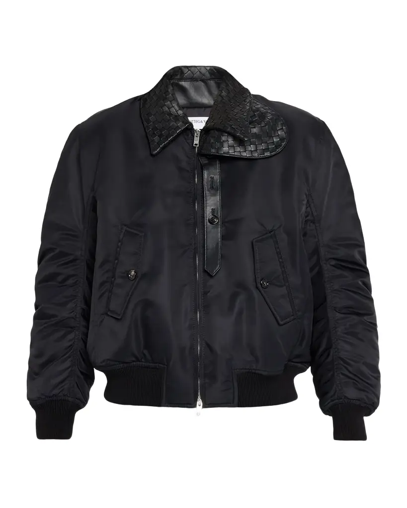 Bottega Veneta Intrecciato Collar Blouson Bomber Jacket