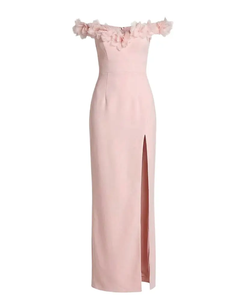 Mac Duggal Off-Shoulder Crepe Column Gown