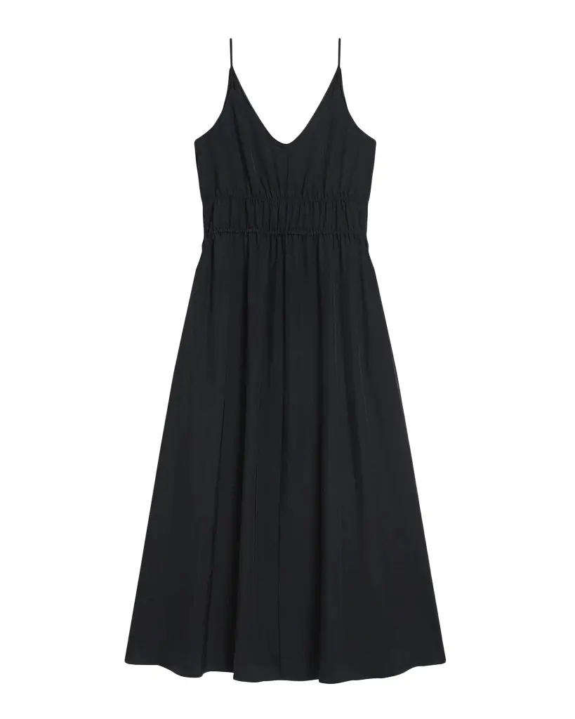 Theory Gathered Drawstring-Waist Midi Dress