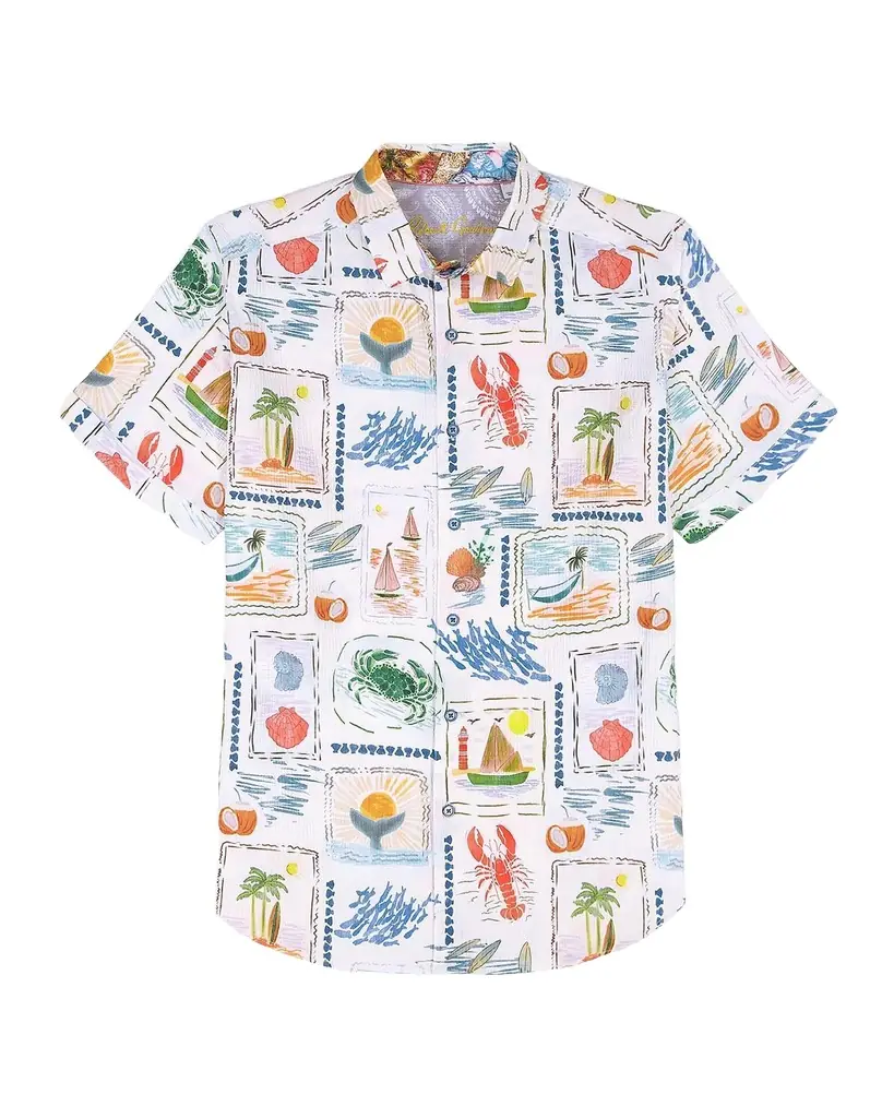 Robert Graham Men 's Isla Vista Textured-Cotton Short-Sleeve Shirt