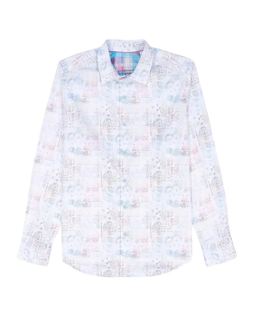 Robert Graham Men 's Vista Paisley-Plaid Stretch Sport Shirt