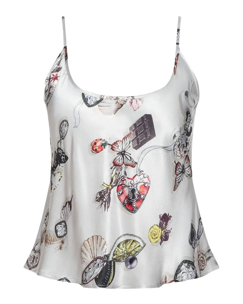 L 'Agence Charmy Butterfly-Print Satin Cami