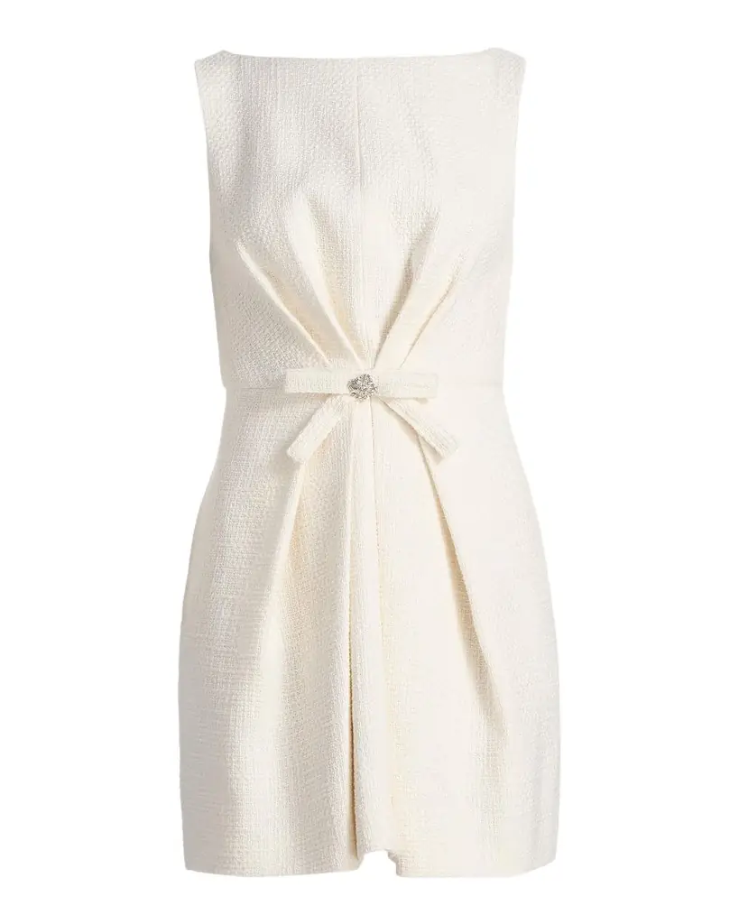 Cinq a Sept Marista Gathered Bow Tweed Minidress