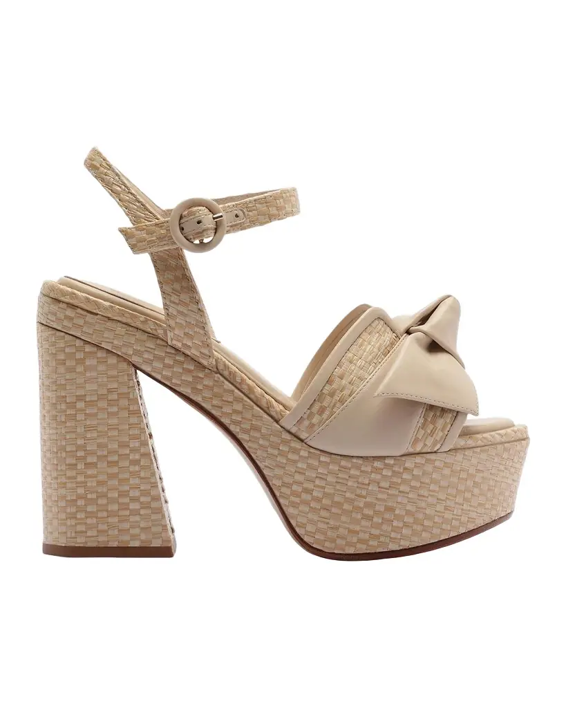 Alexandre Birman Maxi Clarita Flare 0MM Raffia & Leather Platform Sandals