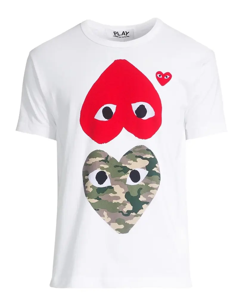Comme des Garcons Two Heart Camo Cotton Tee