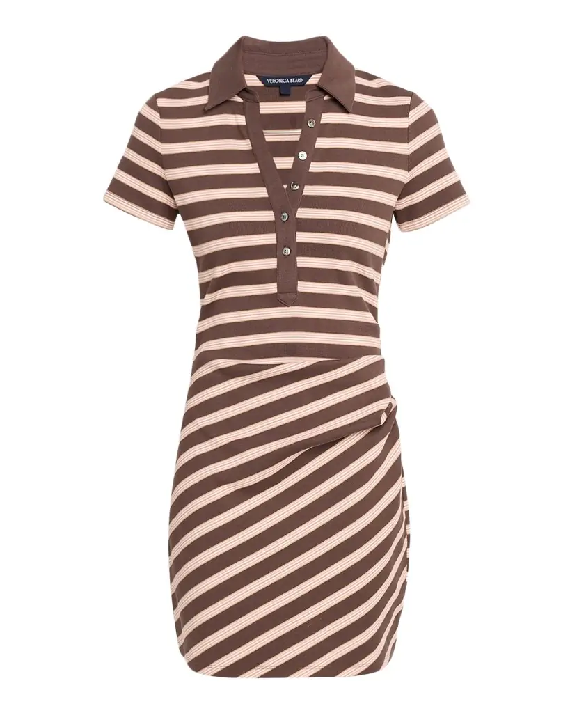 Veronica Beard Lanier Striped Cotton Mini Polo Dress