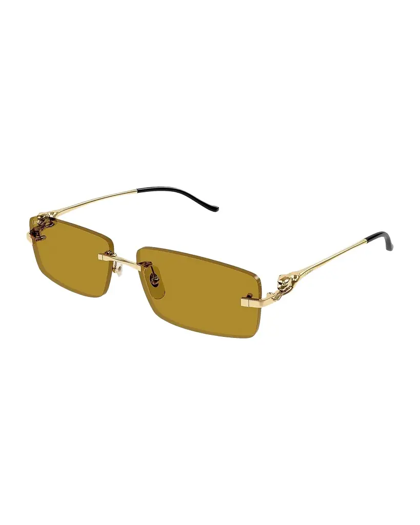 Cartier Men 's Rimless Metal Rectangle Sunglasses