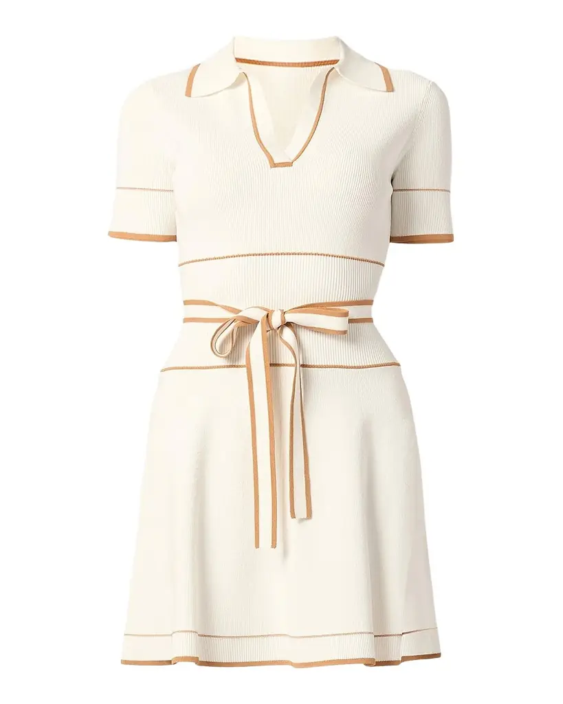 Shoshanna Maggie Tie-Waist Rib Knit Mini Dress