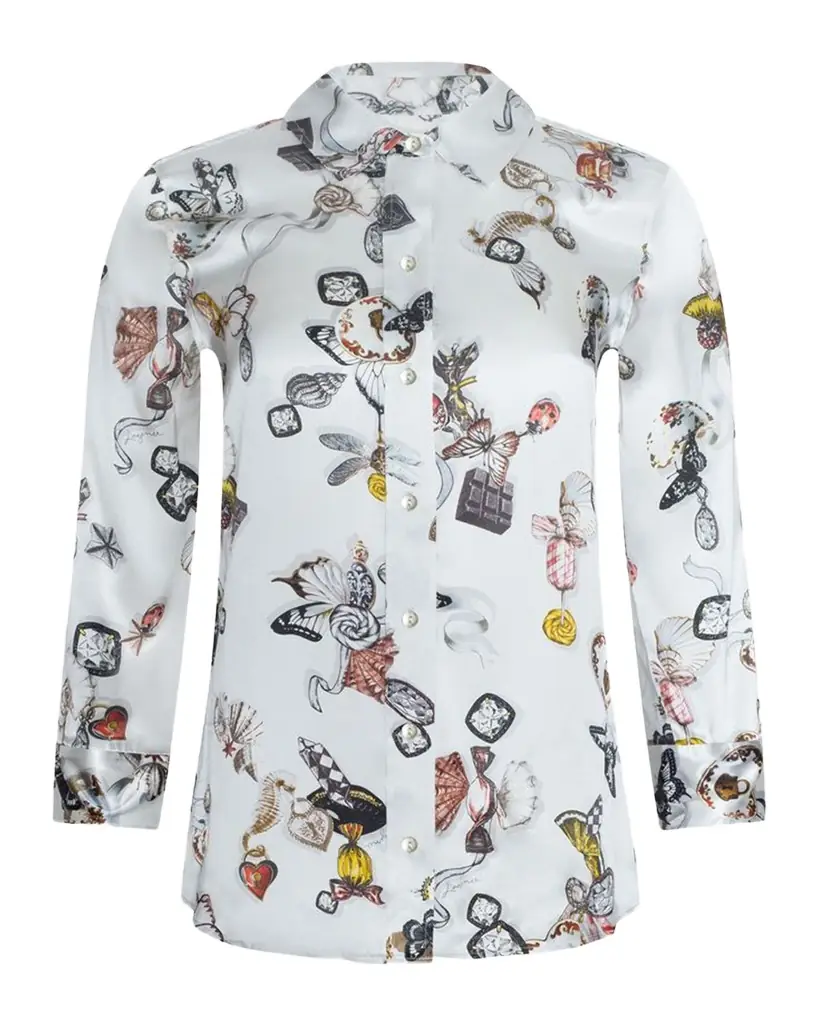 L 'Agence Dani Printed Silk Blouse