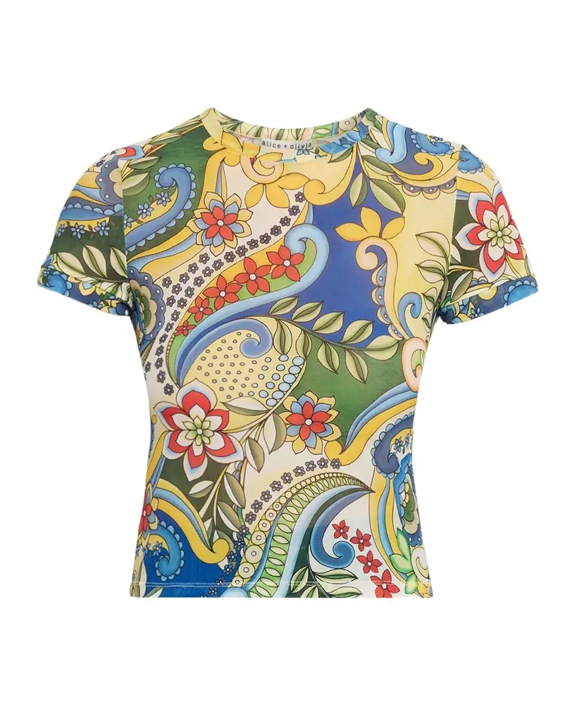 ALICE + OLIVIA Tess Crewneck Mesh Tee