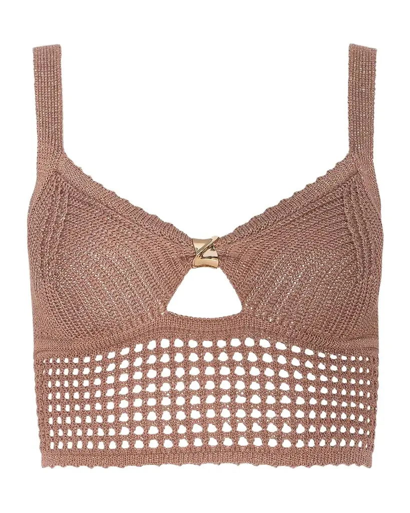 L 'Agence Tracy Pointelle-Knit Bralette Top
