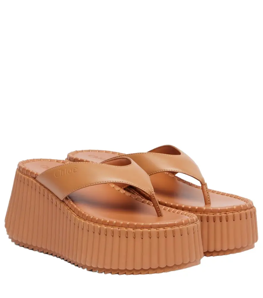 Chloe Chloé Nama 80 leather platform thong sandals