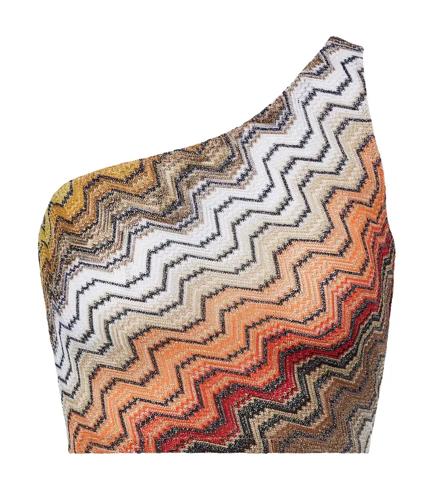 Missoni One-shoulder lamé crop top