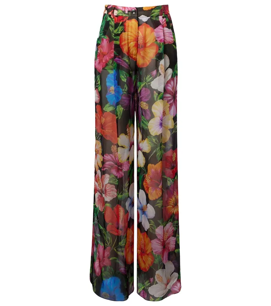 Dolce & Gabbana Floral silk chiffon wide-leg pants